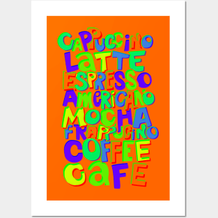 Funky Colorful Coffee Typography Posters and Art